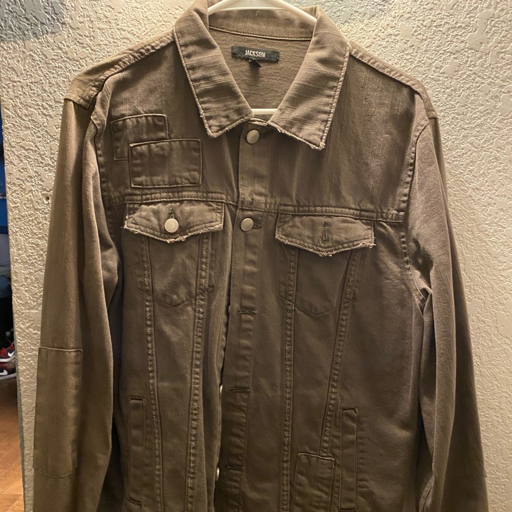 Denim jacket. Olive green/grey